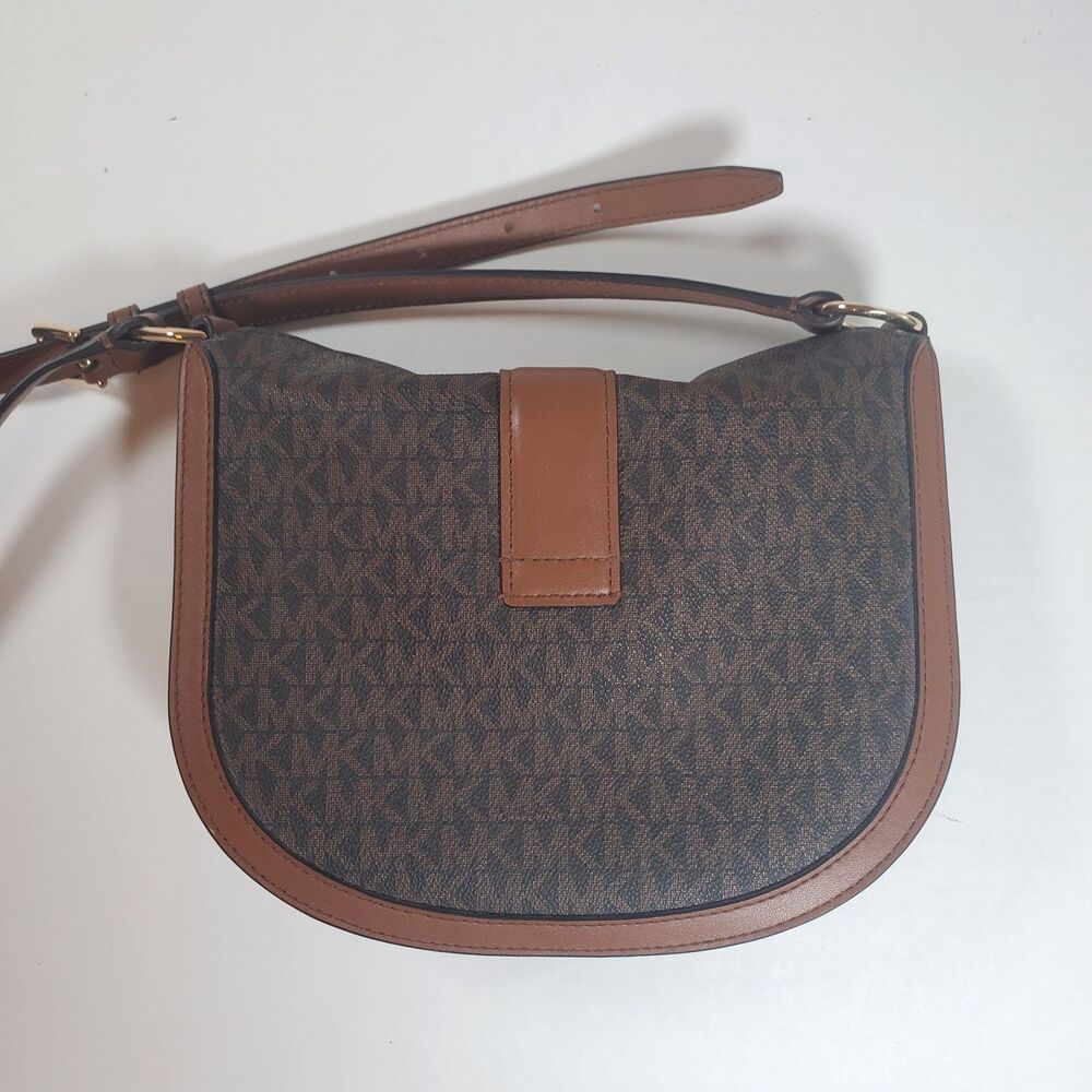 Michael Kors Women’s Crossbody Bag Small Brown "Gabby" Logo Print Hobo MK - Picture 5 of 13